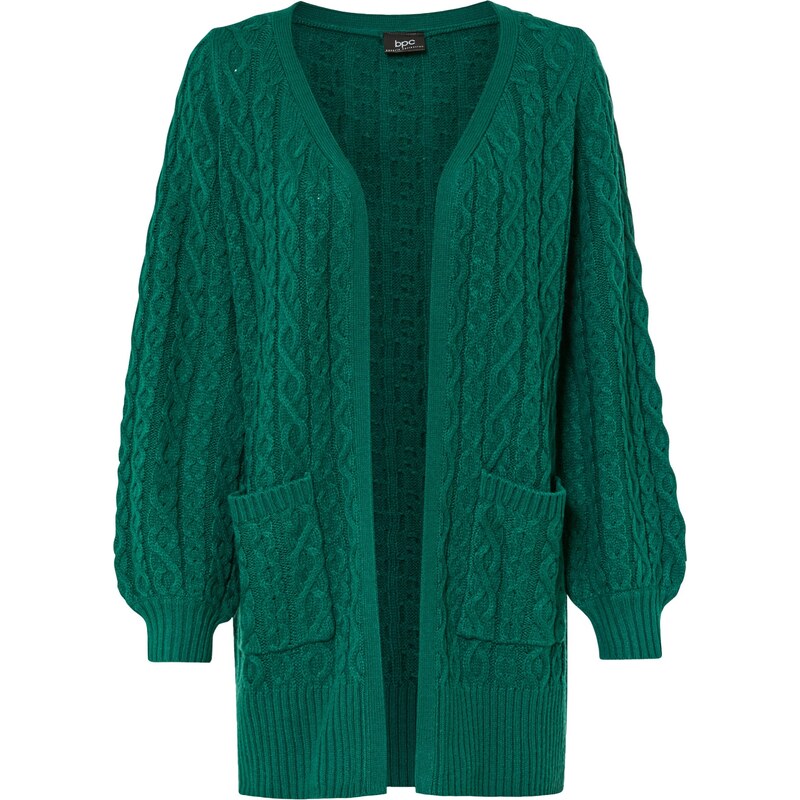 bonprix Dlhý pletený sveter, farba zelená 45719882