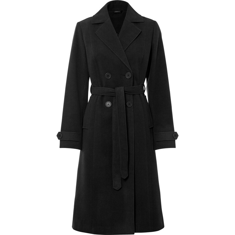 bonprix Trenčkot, zimný vo vlnenom vzhľade, farba čierna 45720010