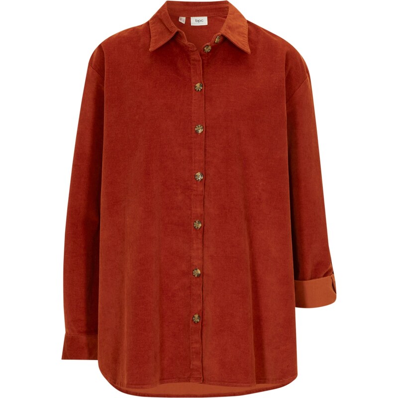 bonprix Kordová košeľa s bočnými rozparkami, farba hnedá 45719861