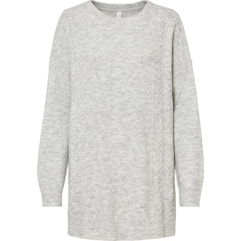 bonprix Pulóver, oversize s osmičkovým vzorom, farba šedá 45720292
