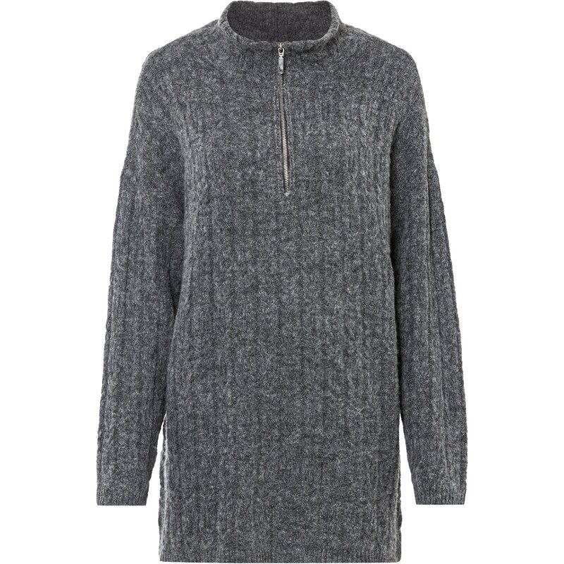 bonprix Dlhý pulóver s osmičkovým vzorom, farba šedá 45720291