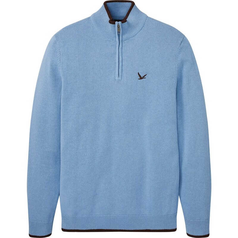 bonprix Pulóver so zipsom a recyklovanou bavlnou, farba modrá 66731469