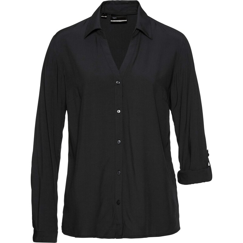 bonprix Blúzka z padavej viskózy, farba čierna 45719424