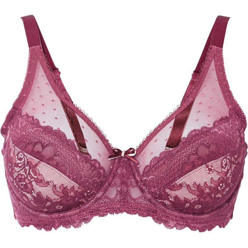 bonprix Zmenšujúca podprsenka s jemnou čipkou, farba fialová 45719661
