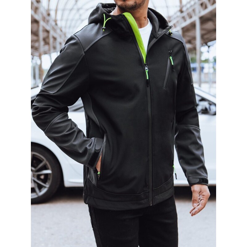 Buďchlap Jedinečná softshellová bunda s kontrastnými prvkami v čiernej 46472327