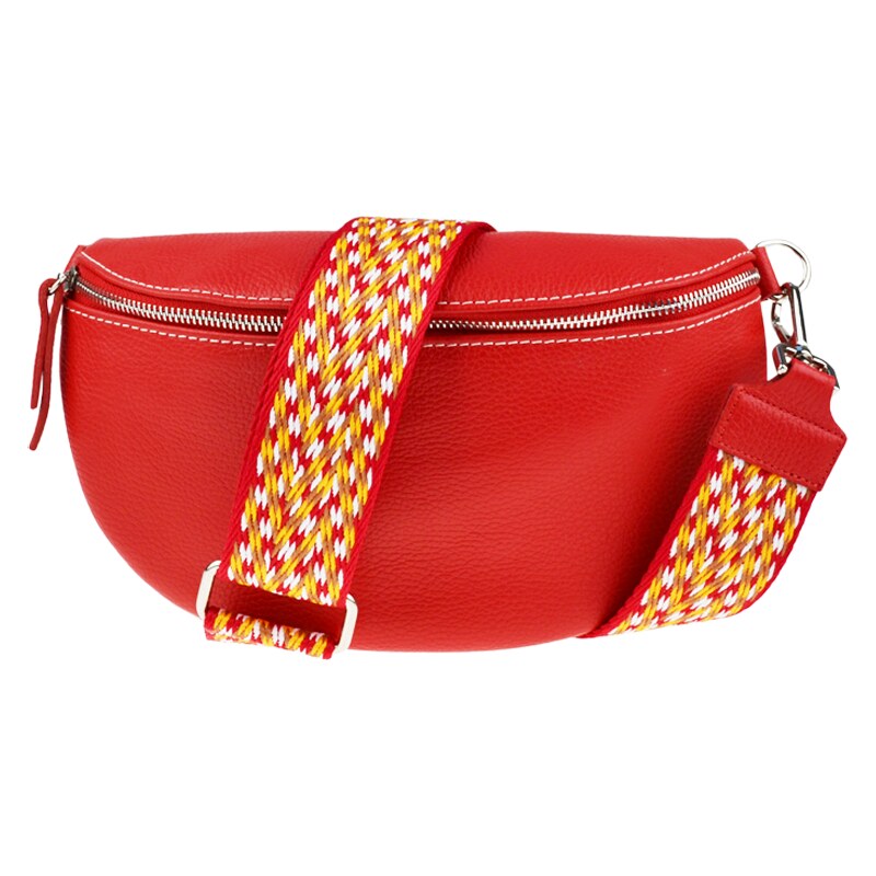 Červená kožená talianska crossbody kabelka Reni Grande Rossa s 45729074