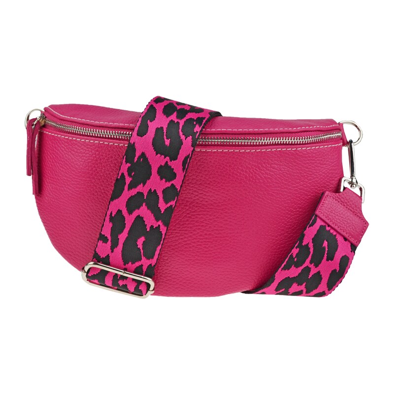 Ružová kožená talianska crossbody kabelka Reni Grande Fuxia s 45729078