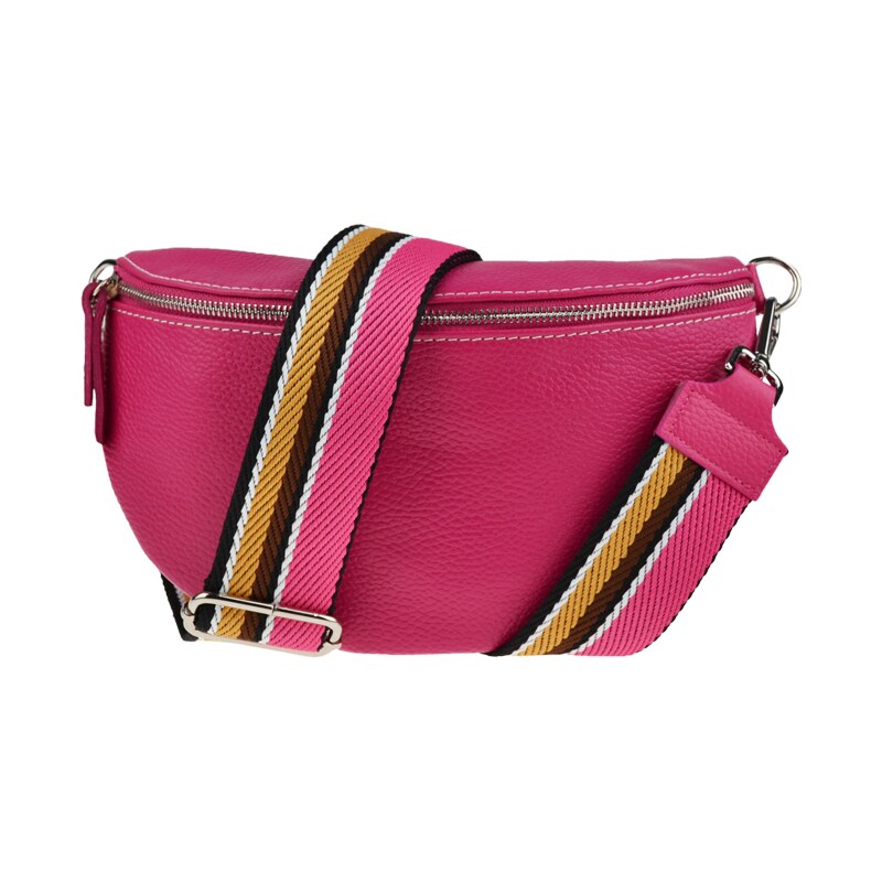 Ružová kožená talianska crossbody kabelka Reni Grande Fuxia s 45729079