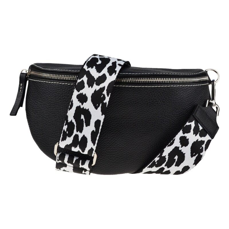 Čierna kožená talianska crossbody kabelka Reni Grande Nera s prídavným 45729081