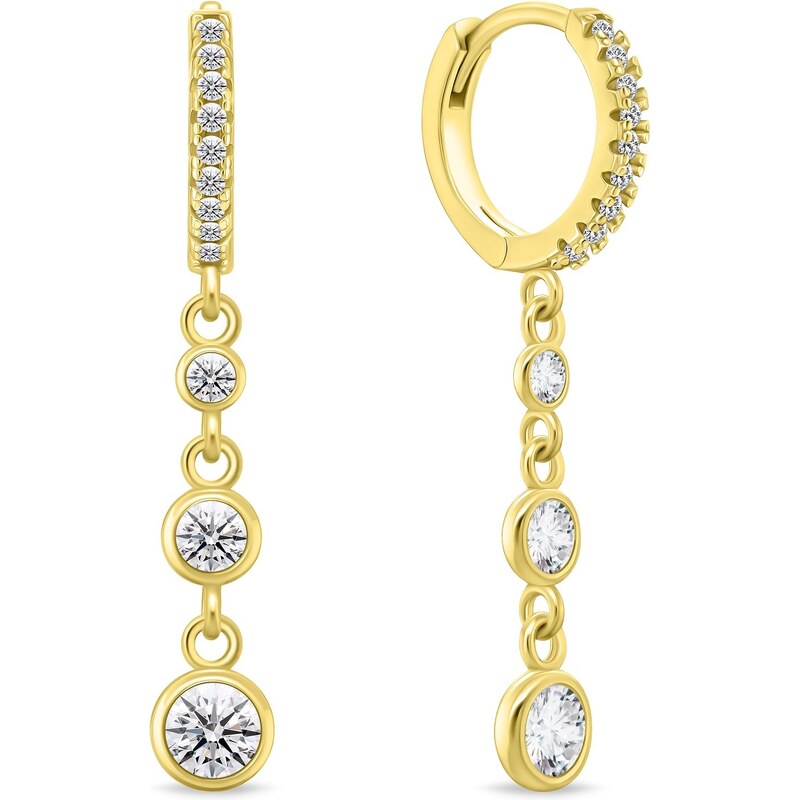 Brilio Silver Blyštivé pozlátené náušnice s čírymi zirkónmi EA869Y 66579041