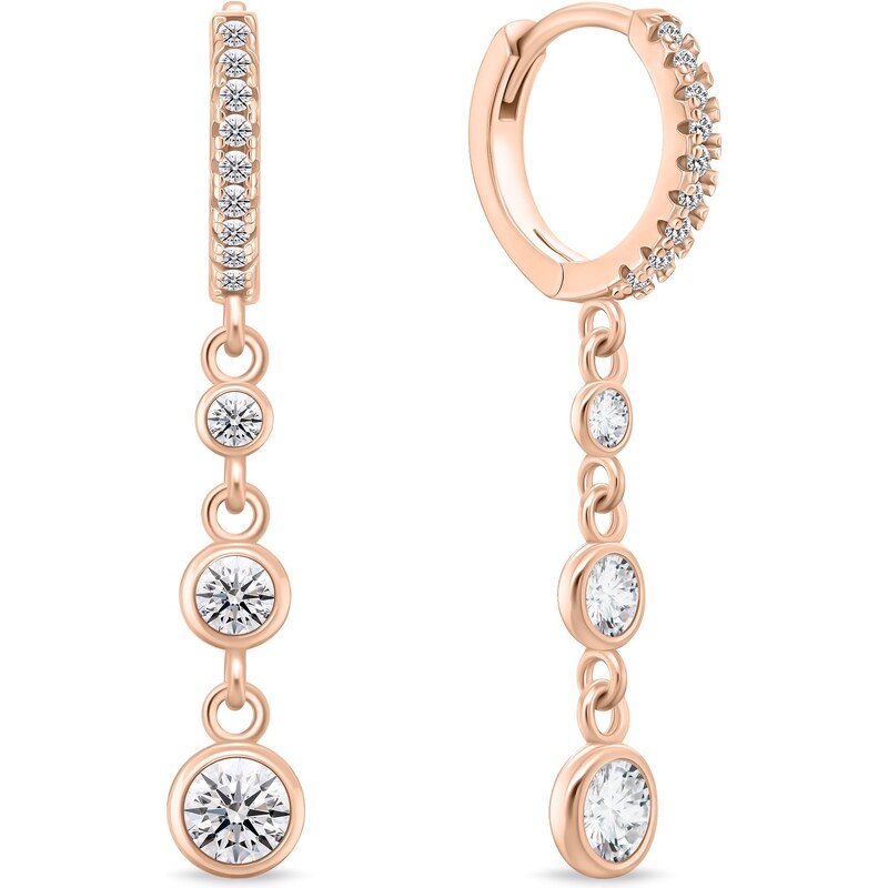 Brilio Silver Blyštivé bronzové náušnice s čírymi zirkónmi EA869R 66587695