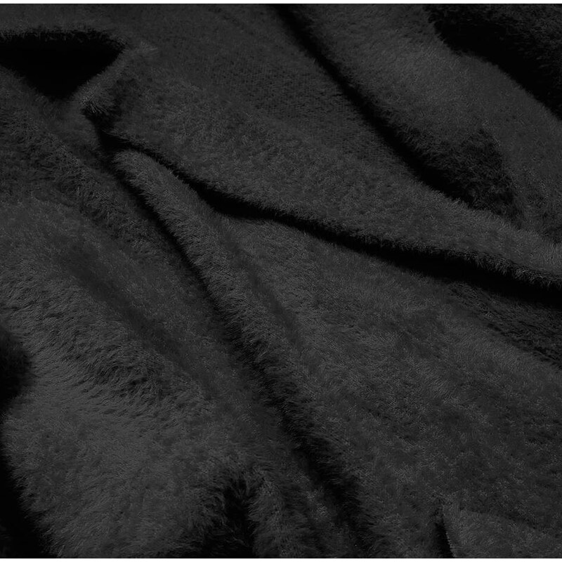 MADE IN ITALY Čierna vlnená pokrývka z alpaky (7108)