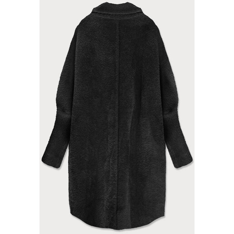 MADE IN ITALY Čierna vlnená pokrývka z alpaky (7108)