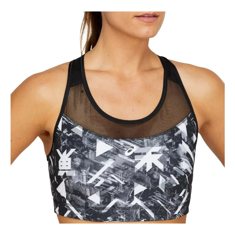 Čierna vzorovaná športová podprsenka Asics Future Tokyo Aop Bra 45531207