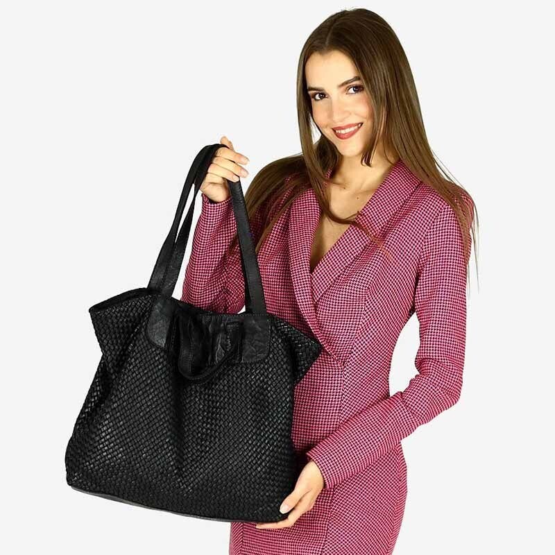 Marco Mazzini handmade MARCO MAZZINI Kožená shopper kabelka | čierna 45802291