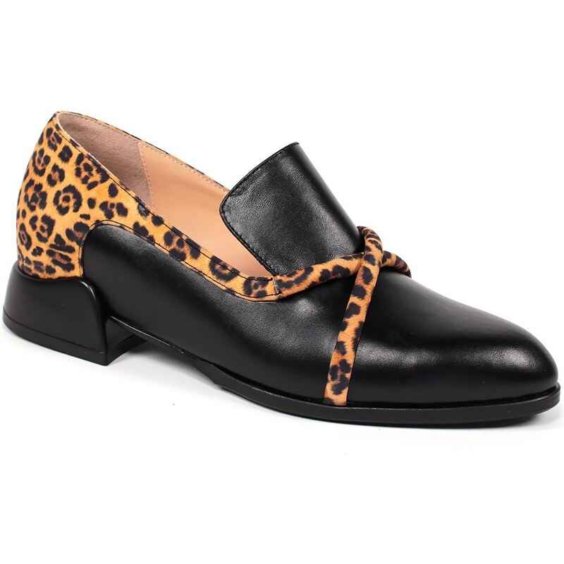 Secretshoes Kožené poltopánky s leopardovým vzorom 45815669