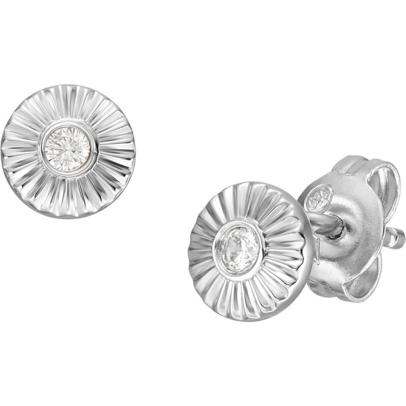 Fossil Elegantné strieborné náušnice s kryštálom Circle JFS00617040 66593679