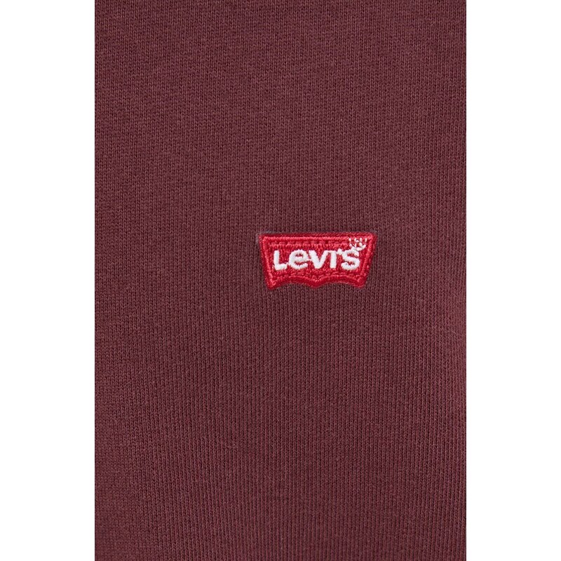Bavlnená mikina Levi's pánska, bordová farba, jednofarebná
