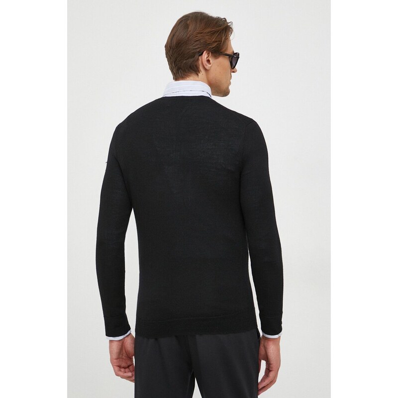 Vlnený sveter Polo Ralph Lauren pánsky, čierna farba