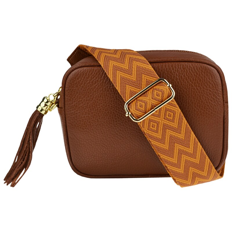 Hnedá kožená talianska crossbody kabelka Bala Marrone s prídavným 45829732