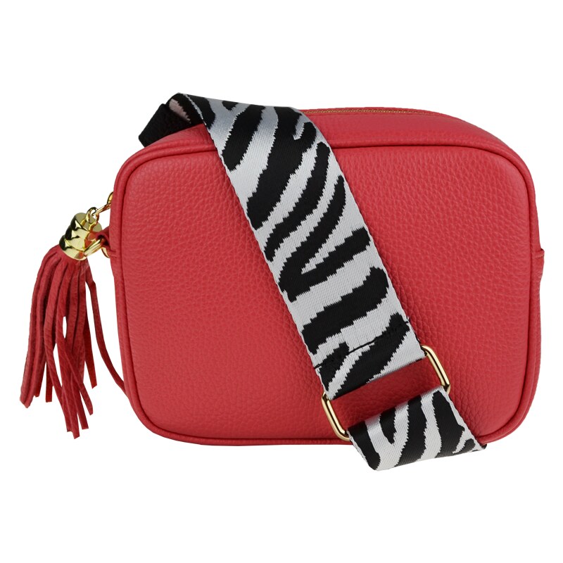 Ružová kožená talianska crossbody kabelka Bala Rosa s prídavným pruhom 45829734