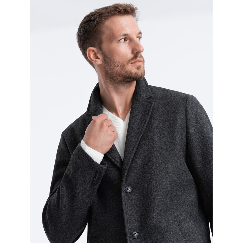 Ombre Clothing Pánsky ľahký jednoradový kabát - grafitový V5 OM-COWC-0104