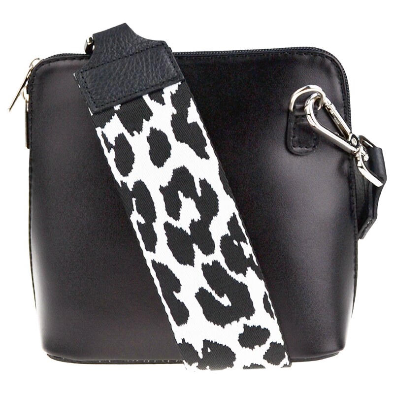 Čierna kožená talianska crossbody kabelka Grana Nera s prídavným 45844119