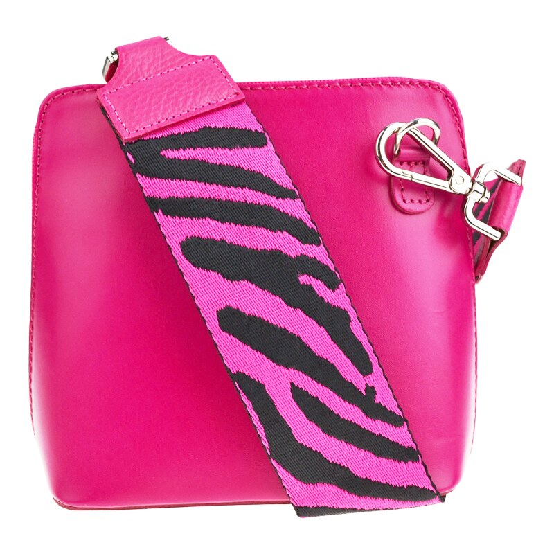 Ružová kožená talianska crossbody kabelka Grana Rosa s prídavným 45844120