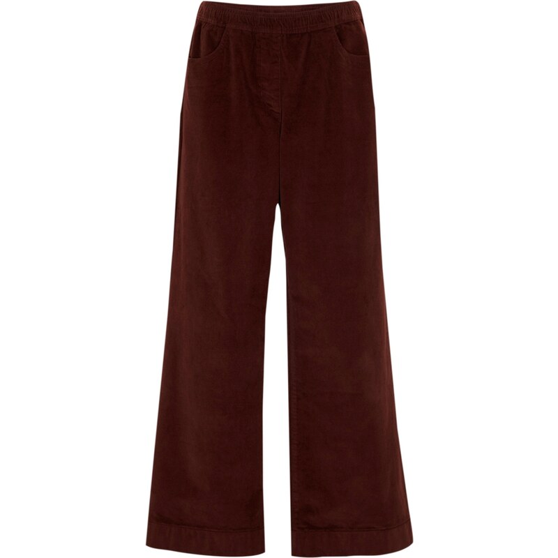 bonprix Široké strečové nohavice s vysokým pásom, kordové, farba hnedá 45847077