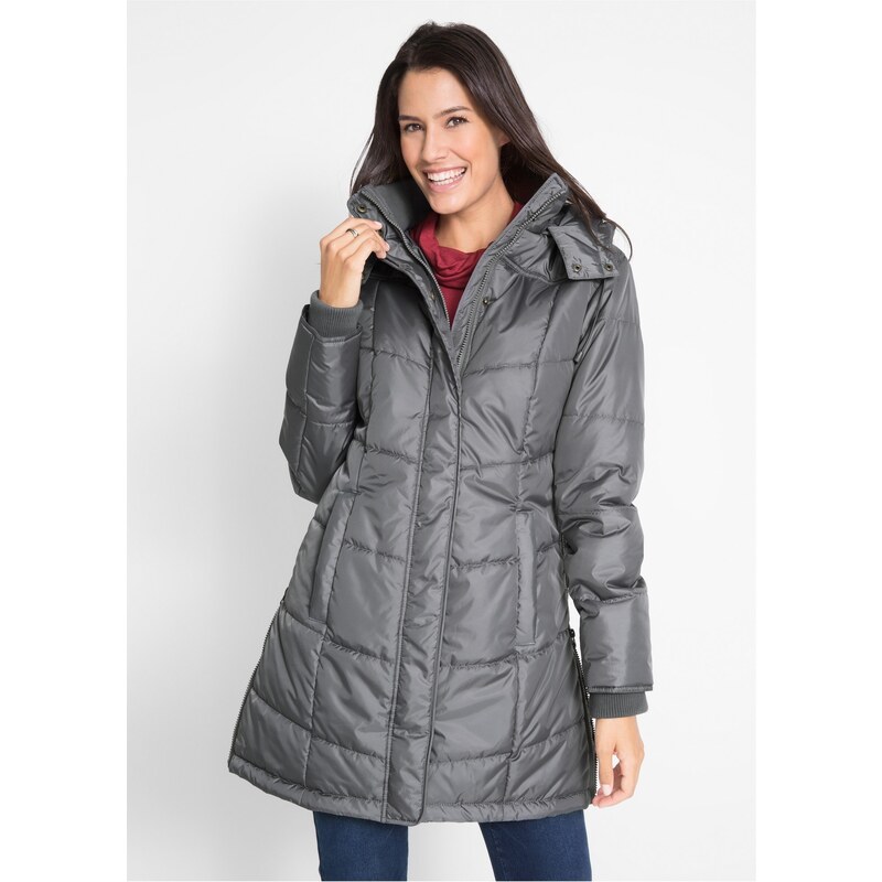 bonprix Dlhá prešívaná bunda, vatovaná, farba šedá 45853579
