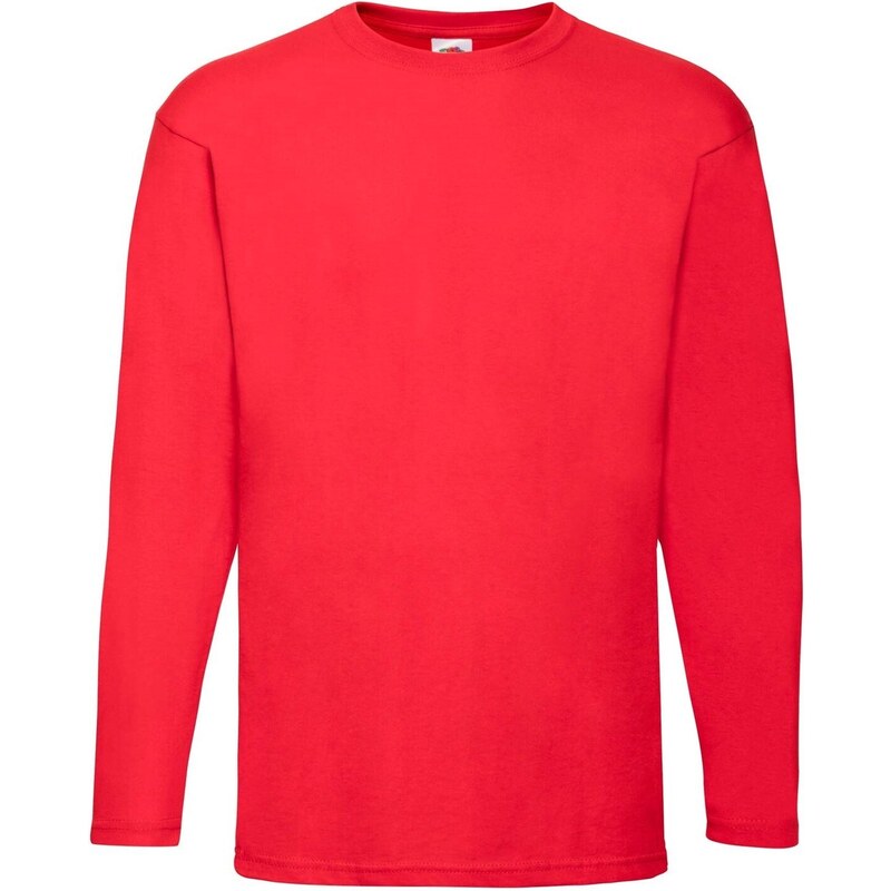 Valueweight Mens Red Long Sleeve T-shirt Fruit of the Loom 50509164
