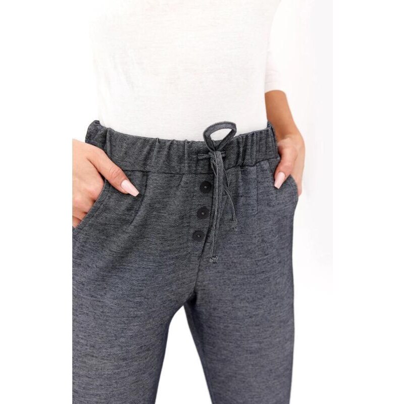 PreMamku Čierne tehotenské nohavice s ozdobnými gombíkmi