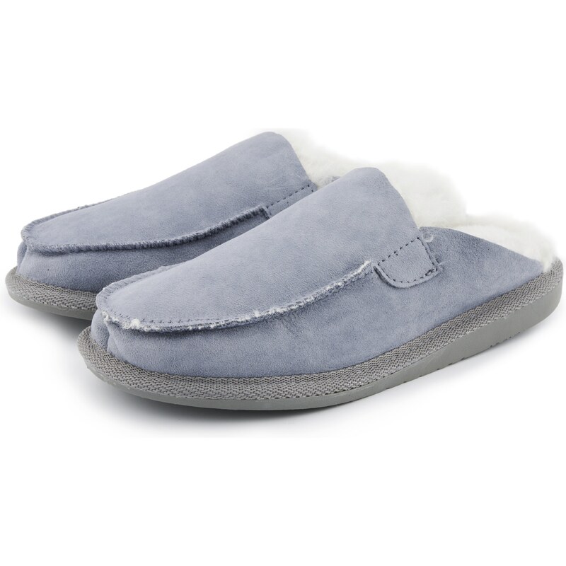 Vlnka Dámske kožené papuče s ovčou vlnou Erika modrá veľkosti obuvi - 46570460