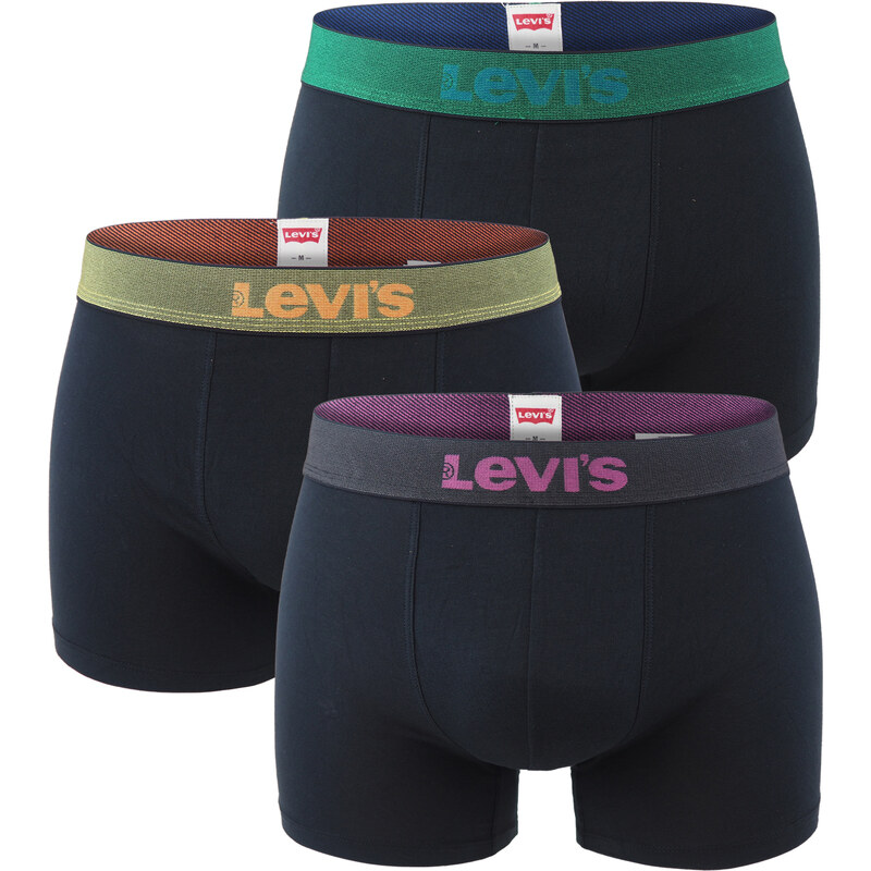 LEVI`S - boxerky 3PACK black color with multicolor Levi`s logo waist v darčekovom balení - limitovaná edícia