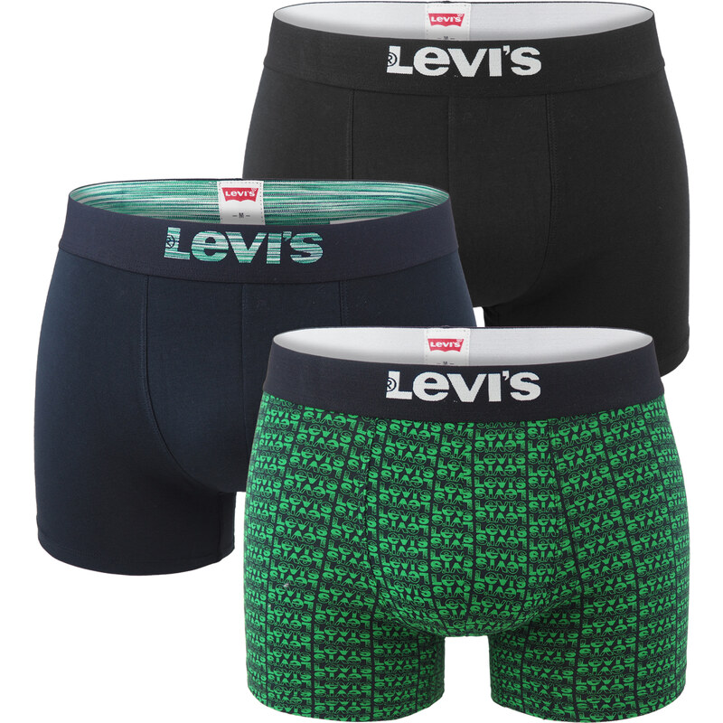 LEVI`S - boxerky 3PACK green color with multicolor Levi`s logo v darčekovom balení - limitovaná edícia