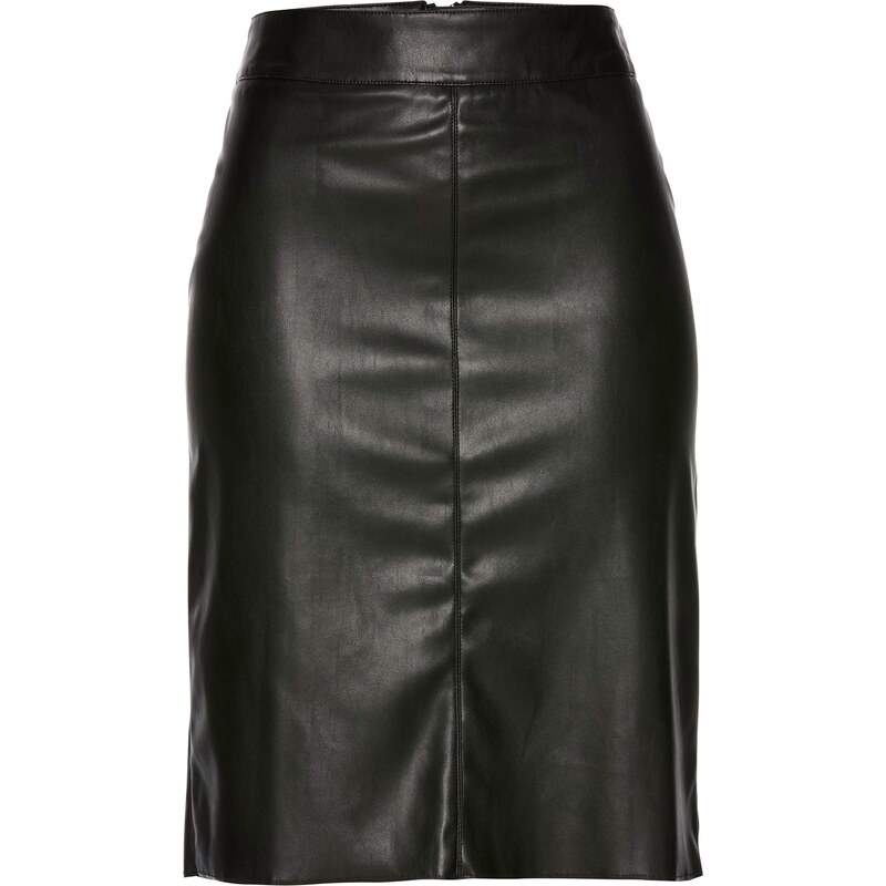 bonprix Koženková sukňa, ceruzkový strih, farba čierna 45033097