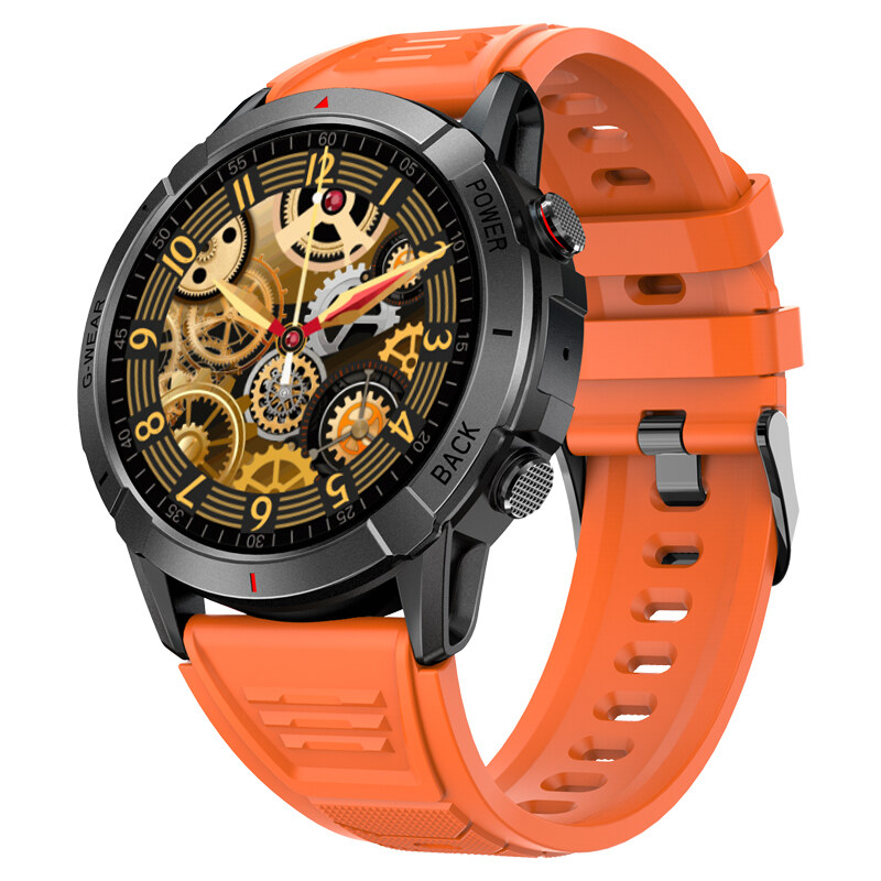 Smart hodinky Madvell Horizon s volaním cez bluetooth čierne s oranžovým športovým silikónovým remienkom