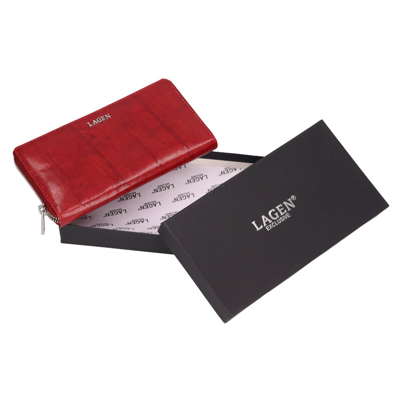 Lagen Dámska kožená peňaženka LG - 22161 vínová