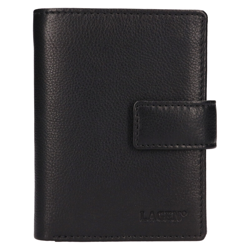 Lagen Pánska kožená peňaženka so zápinkou LG-22149/L čierna 45892608