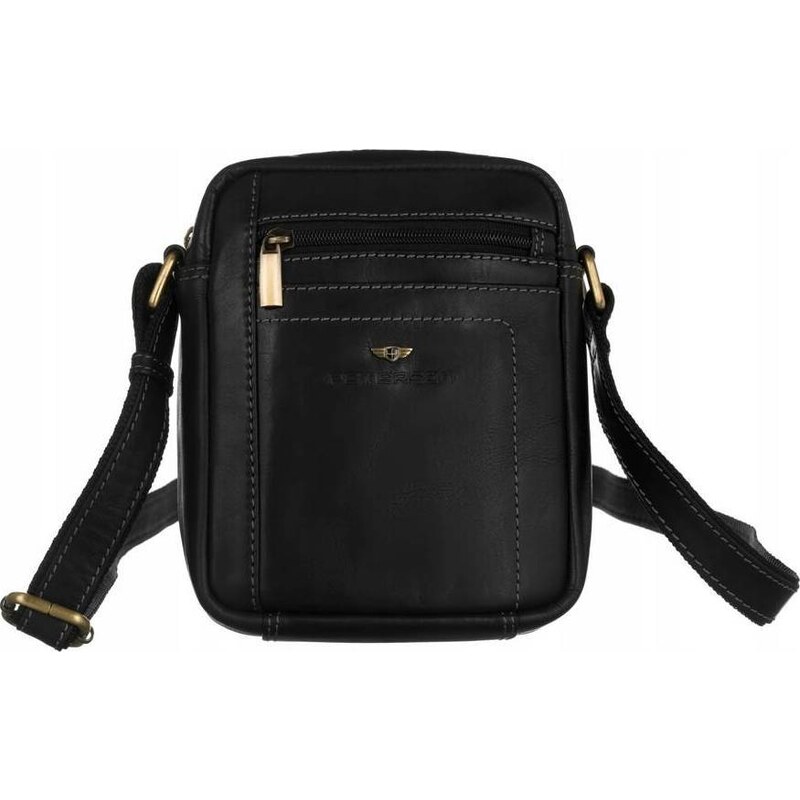 Peterson Čierna kožená taška cez rameno [DH] PTN TB-8020-COM 45893485