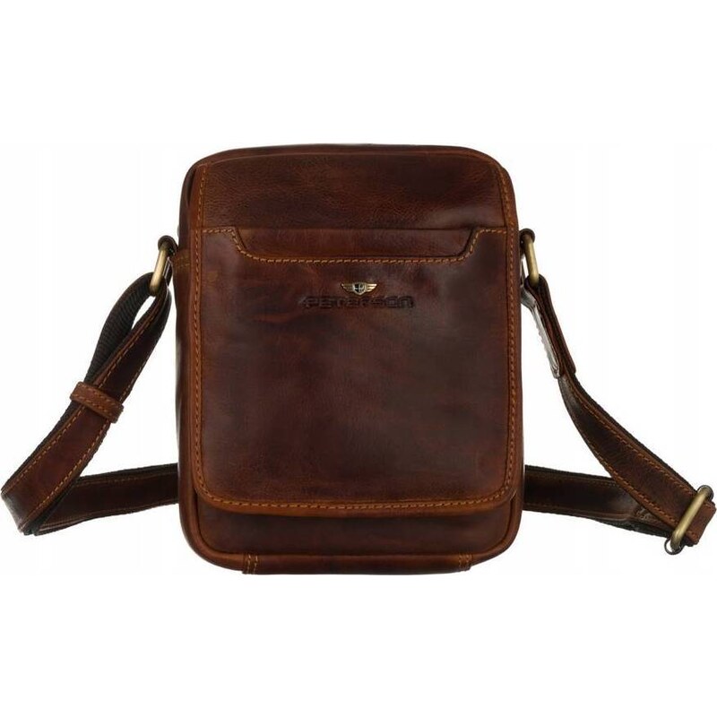 Peterson Hnedá kožená taška cez rameno [DH] PTN TB-1117-COM 45893486