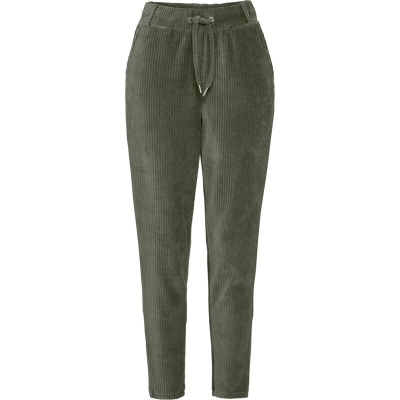 bonprix Nohavice s elastickým pásom, kordový vzhľad, farba zelená 45895826