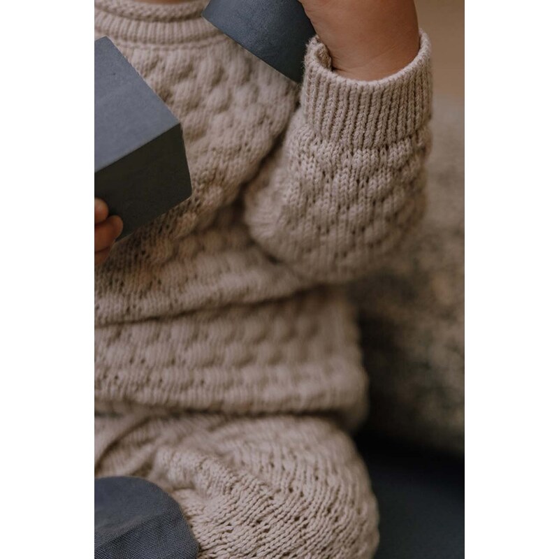 Detský bavlnený svetrík That's mine Juno Sweaters 28495 béžová farba, teplý, JUNO
