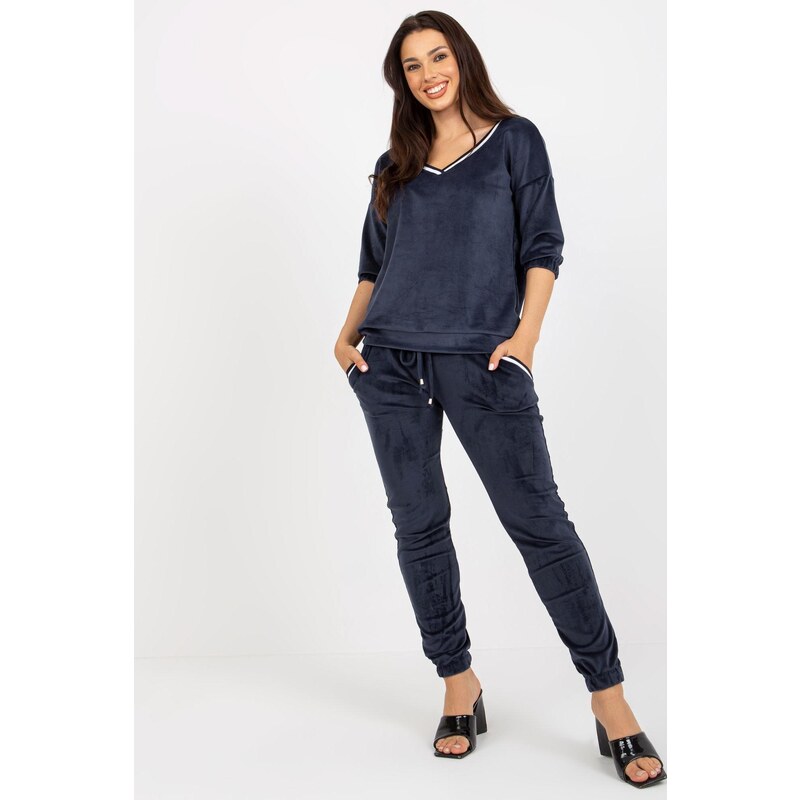 MladaModa Velúrová tepláková súprava s trojštvrťovým rukávom model 46490769