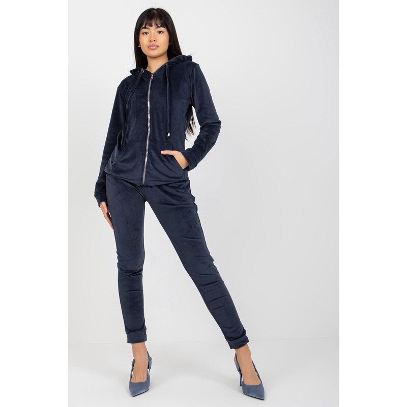 MladaModa Velúrová tepláková súprava so zipsom model 87231 námornícka 46490795