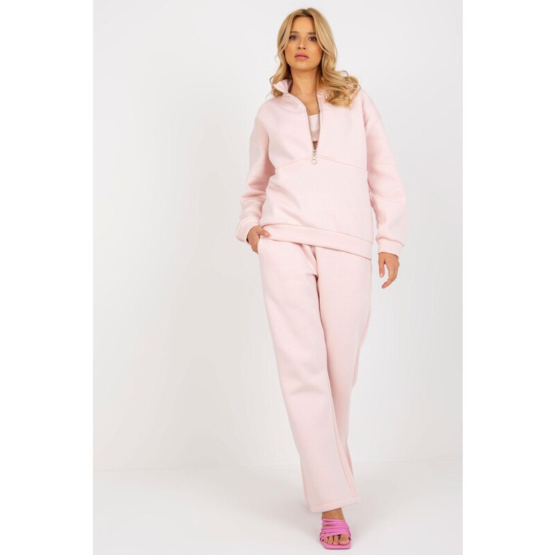 MladaModa 3-dielny komplet mikiny, topu a teplákov model 77207 pudrovo 46490959