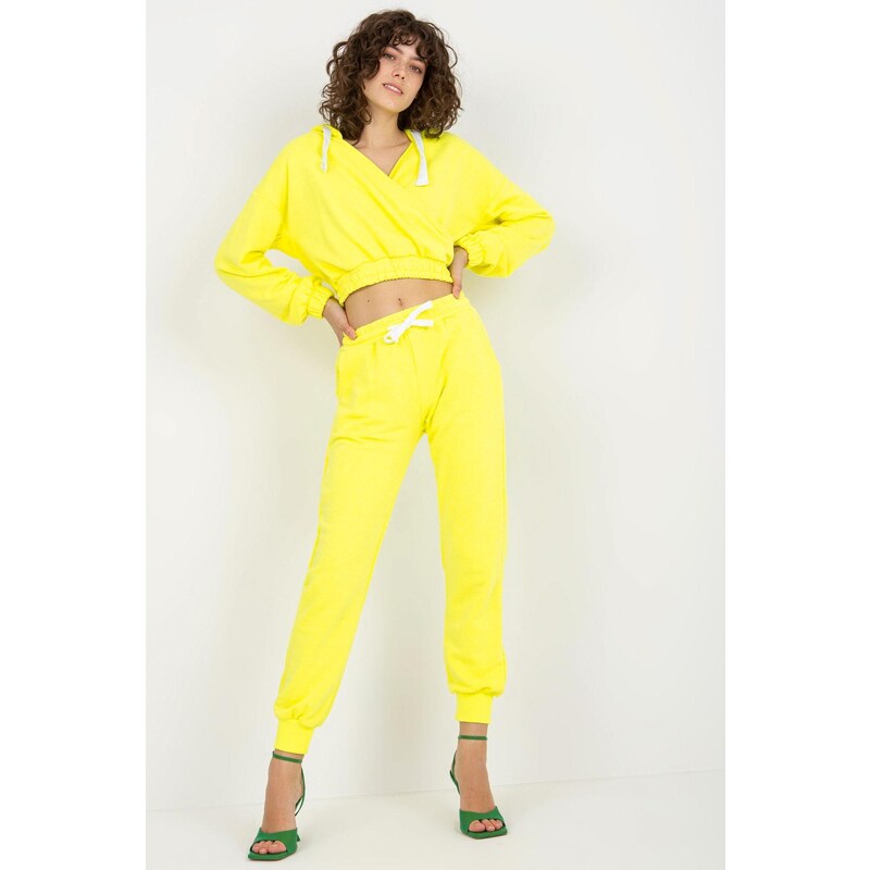 MladaModa Tepláková súprava s krátkou mikinou model 74706 neónovo žltá 46490980