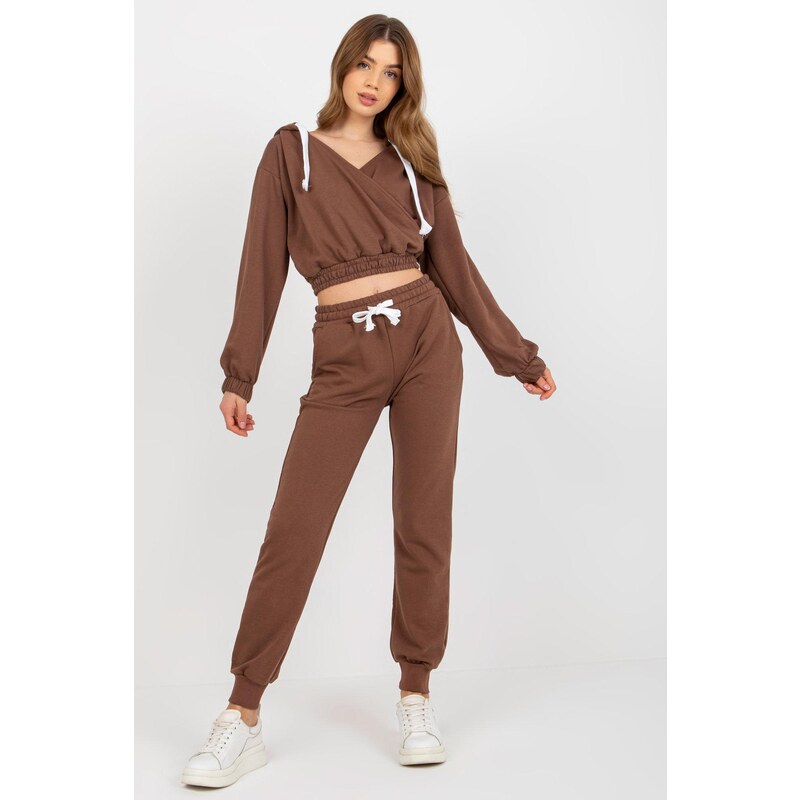 MladaModa Tepláková súprava s krátkou mikinou model 74706 hnedá 46490983