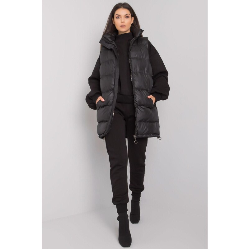 MladaModa 3-dielny komplet mikiny, vesty a teplákov model 64700 čierny 46491017