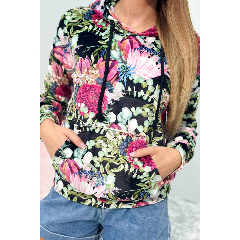 K-Fashion Velúrová mikina s kapucňou čierny 49769071